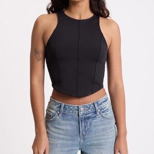 Express Black Body Contour High Neck Crop Tank Top - Brand New - Size Small